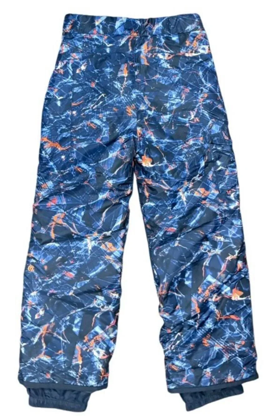 Champion C9 Ski Snow Pants Youth Kids Size L 12-14 Blue Orange Splatter